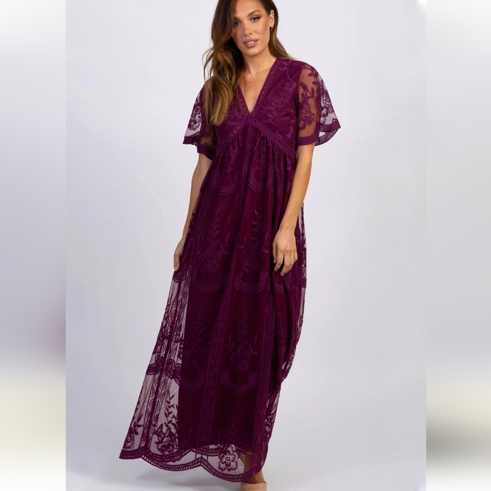 Pinkblush Plum Lace Maxi Dress